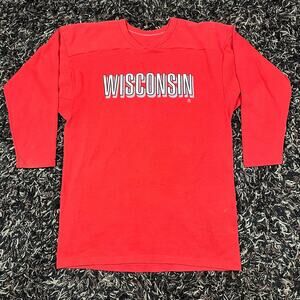 Vintage 1995 Wisconsin‎ Badgers Men's  T-Shirt Red Sz M Long Sleeve Preowned